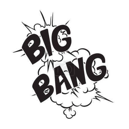 Ilustración de Texto del Big Bang sobre el fondo de la explosión. Ilustración vectorial. - Imagen libre de derechos