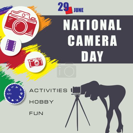 Téléchargez les illustrations : L "événement du calendrier est célébré en juin - Journée nationale de la caméra - en licence libre de droit