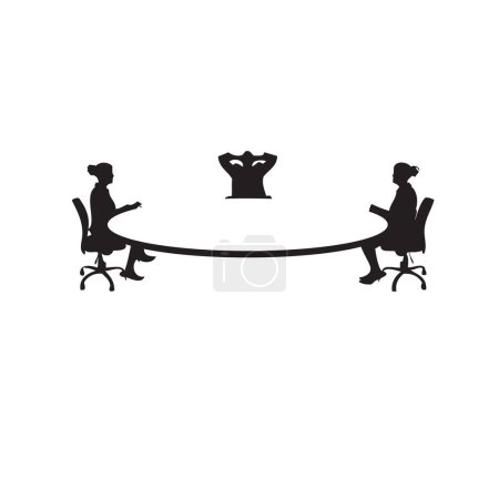 Ilustración de Personal directivo sentado en una mesa redonda. Ilustración vectorial. - Imagen libre de derechos