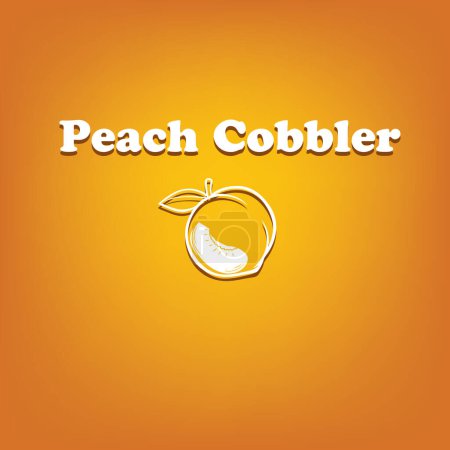Illustration for Poster for a sweet delicate dessert baked with peaches - Peach Cobbler - Royalty Free Image
