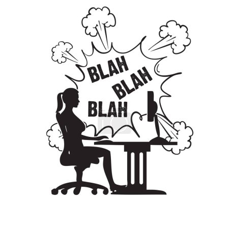 Ilustración de Cháchara ociosa y chismes con un ordenador - Blah Blah Blah - Imagen libre de derechos