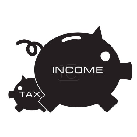 Ilustración de Deducciones fiscales de los ingresos en forma de alcancías. Ilustración vectorial - Imagen libre de derechos