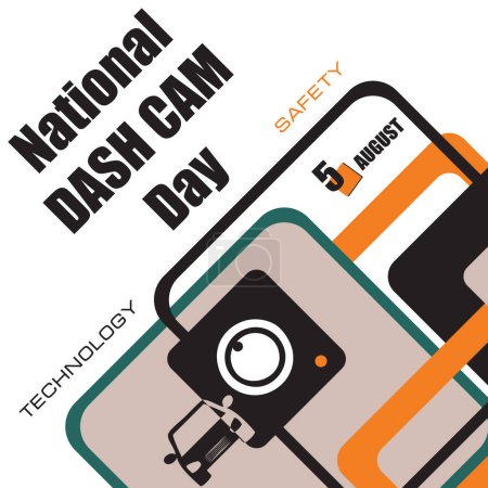 Téléchargez les illustrations : L "événement du calendrier est célébré en août - Journée nationale de la Cam Dash - en licence libre de droit