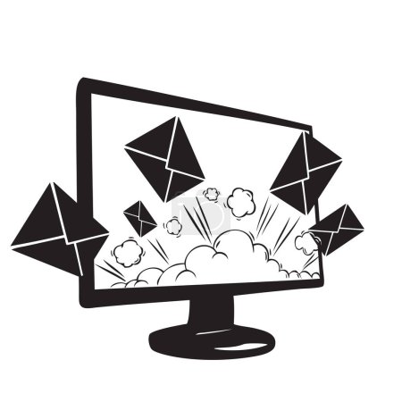 Ilustración de Abundancia de correos electrónicos en Internet. Ilustración vectorial. - Imagen libre de derechos
