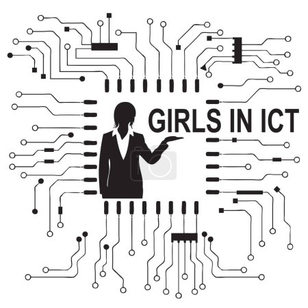 Ilustración de Atraer a las niñas a trabajar en tecnologías de la información y la comunicación - Imagen libre de derechos