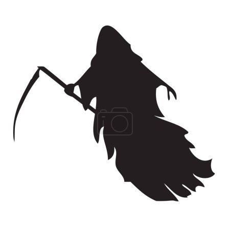 Ilustración de El símbolo de un fantasma volador con una guadaña representa la muerte. Volar la muerte con una guadaña - Imagen libre de derechos