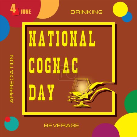 Téléchargez les illustrations : L "événement du calendrier est célébré en juin - Journée nationale du Cognac - en licence libre de droit