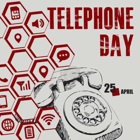 Téléchargez les illustrations : Le jour férié annuel associé à la technologie, l'électronique et la communication - Journée nationale du téléphone - en licence libre de droit