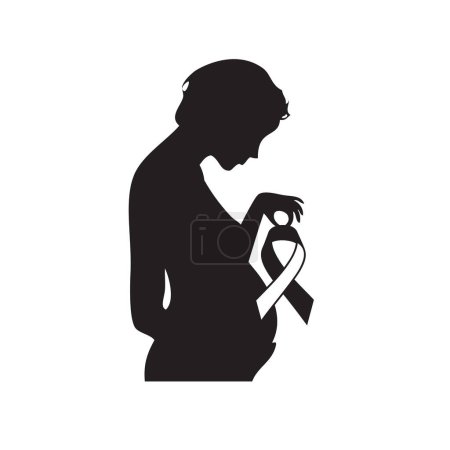 Ilustración de Mujer embarazada con símbolo de cinta tradicional Conciencia Fin Fístula obstétrica - Imagen libre de derechos