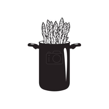 Illustration for Specialized pan for heat treatment of Asparagus. Vector illustration. - Royalty Free Image