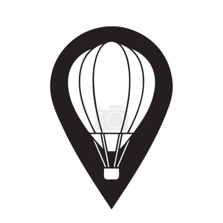 Illustration for Hot Air Balloon map sign to mark the launch location - Royalty Free Image