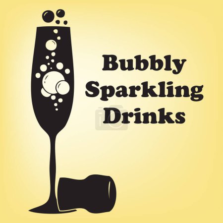 Illustration for A glass of Bubbly sparkling drink and a cork stopper - Royalty Free Image