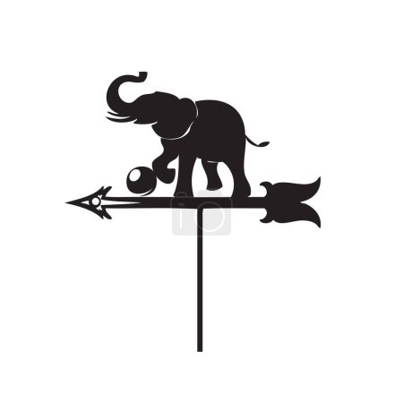Illustration for Weather vane with an elephant playing ball - Royalty Free Image