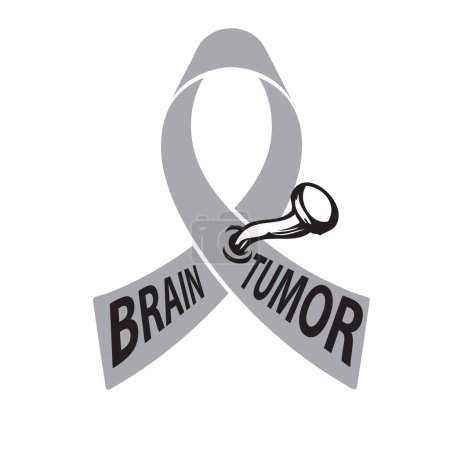 Illustration for The Brain Tumor symbol is a gray ribbon. Vector illustration. - Royalty Free Image