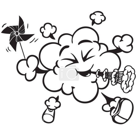 Illustration for Global Wind in the shape of a cheerful cloud - Royalty Free Image