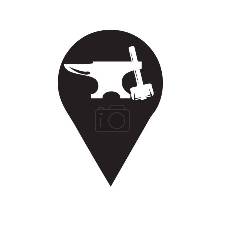 Illustration for Symbol for marking on the map the place of work of the blacksmith - Royalty Free Image