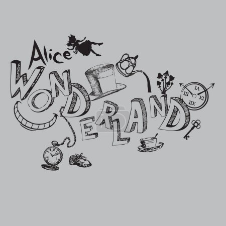 Banner for the theme of the Wonderland. Vector illustration