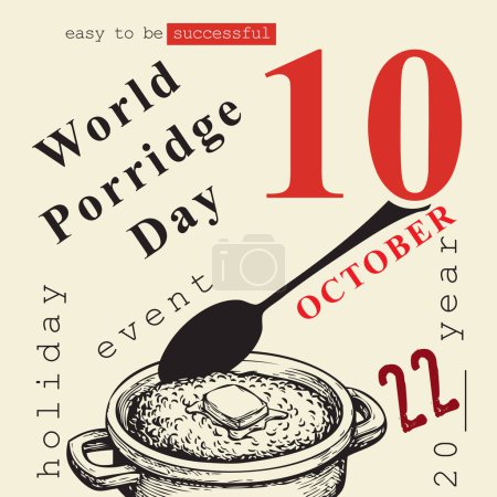 Illustration for The calendar event is celebrated in October - World Porridge Day - Royalty Free Image