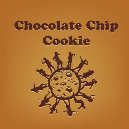 Ilustración de Cartel de Chocolate Chip Cookie con niños bailarines - Imagen libre de derechos