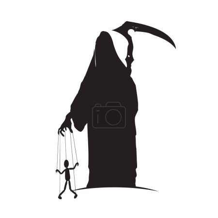 Illustration for Image of death with scythe and puppet - Royalty Free Image