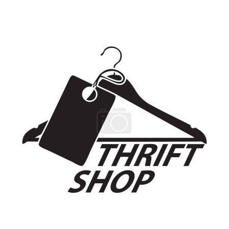 Téléchargez les illustrations : Cintre à vêtements avec étiquette - symbole de Thrift Shop - en licence libre de droit