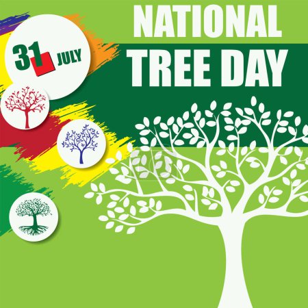 Téléchargez les illustrations : L "événement du calendrier est célébré en juillet - Journée nationale de l'arbre - en licence libre de droit