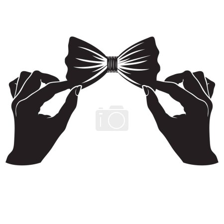 Illustration for Fix your partner is bow tie with your hands - Royalty Free Image