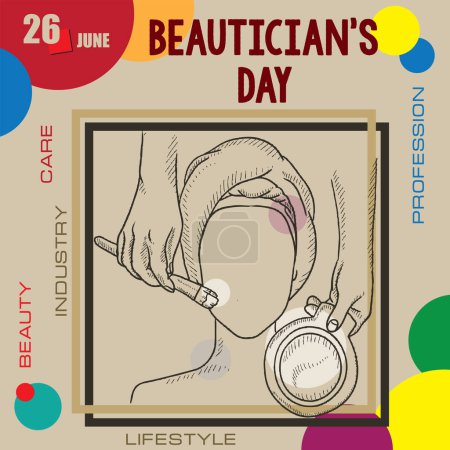 Téléchargez les illustrations : L "événement du calendrier est célébré en juin - Journée nationale des esthéticiennes - en licence libre de droit