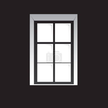 Téléchargez les illustrations : Illustration vectorielle d'une fenêtre d'une pièce sombre à une rue éclairée - en licence libre de droit