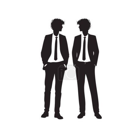 Illustration for Adult male twins in business suits. Vector illustration - Royalty Free Image