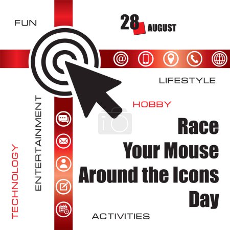 Téléchargez les illustrations : L "événement du calendrier est célébré en août - Race Your Mouse Around the Icons Day - en licence libre de droit