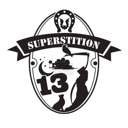 Illustration for The emblem reminds us of the existence of superstitions - Royalty Free Image