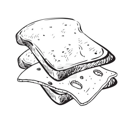 Téléchargez les illustrations : Toast au fromage - deux tranches de pain avec du fromage entre elles - en licence libre de droit