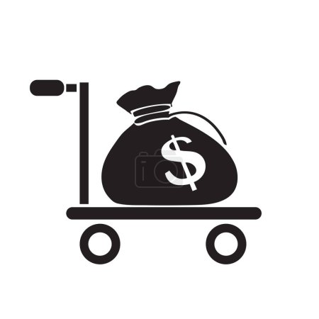 Illustration for Industrial wheelbarrow with a bag of money - Royalty Free Image