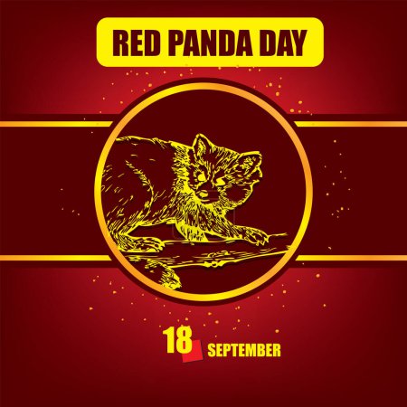 Téléchargez les illustrations : L "événement du calendrier est célébré en septembre - Journée du panda rouge - en licence libre de droit