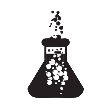 Ilustración de Frasco químico en el que se produce una reacción química que produce burbujas. - Imagen libre de derechos