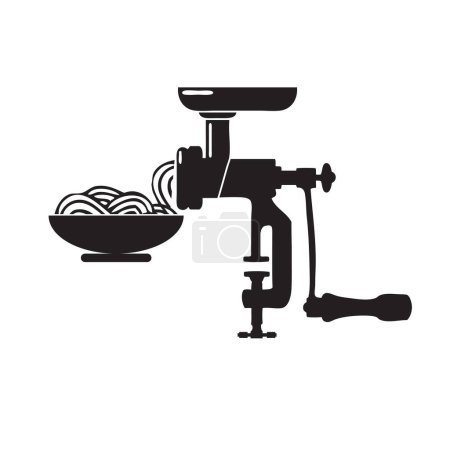 Illustration for Meat grinder with prepared minced meat in a bowl - Royalty Free Image