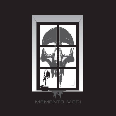 Ilustración de Cartel para recordarnos que la muerte nos espera a todos. Memento mori - una expresión latina que se ha convertido en un eslogan - Imagen libre de derechos
