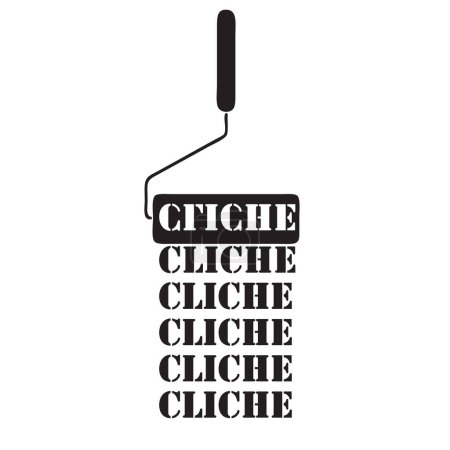 Ilustración de Impresión múltiple de la palabra Cliche de un rodillo de pintura - Imagen libre de derechos