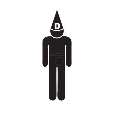 Téléchargez les illustrations : Dunce symbole sous la forme d'un homme dans un chapeau pointu - en licence libre de droit