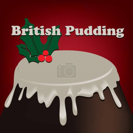 Illustration for Poster for traditional British Christmas pudding dish - Royalty Free Image