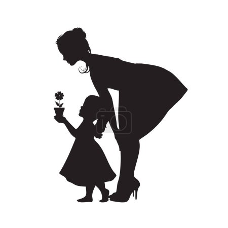 Illustration for Illustration on the theme of Kindness with mother and daughter - Royalty Free Image