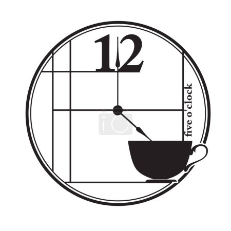 Illustration for Clock reminder for tea at five o'clock - Royalty Free Image