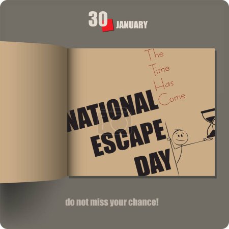 Ilustración de Álbum difundido con una fecha en enero - Día Nacional de Escape - Imagen libre de derechos