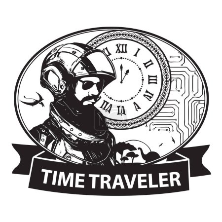 Illustration for Vector illustration for Time Traveler in ellipse shape - Royalty Free Image