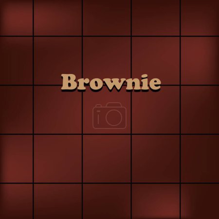 Téléchargez les illustrations : Affiche Brownie fait comme un gâteau au chocolat brun, coupé en morceaux rectangulaires - en licence libre de droit
