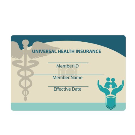 Illustration for Sample personal card of Universal Health Insurance - Royalty Free Image