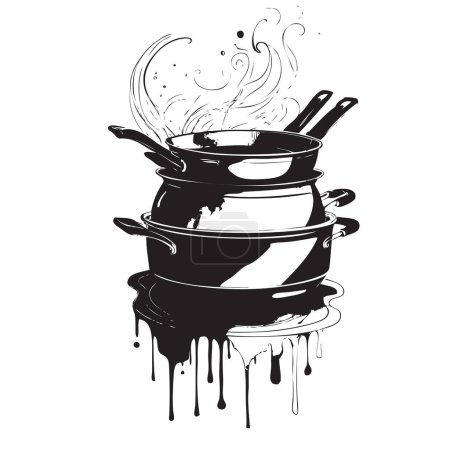 Téléchargez les illustrations : Incident de cuisine lié à la préparation des aliments - en licence libre de droit