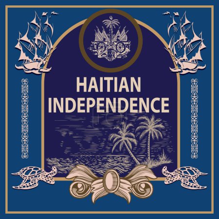 Ilustración de Ilustración vectorial de la independencia haitiana en formato banner - Imagen libre de derechos
