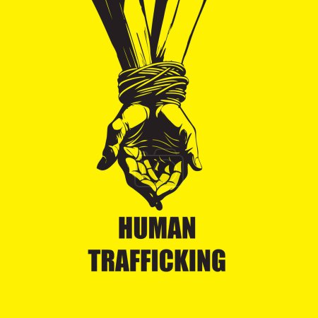 Ilustración de Cartel de trata de personas muestra las manos atadas - Imagen libre de derechos